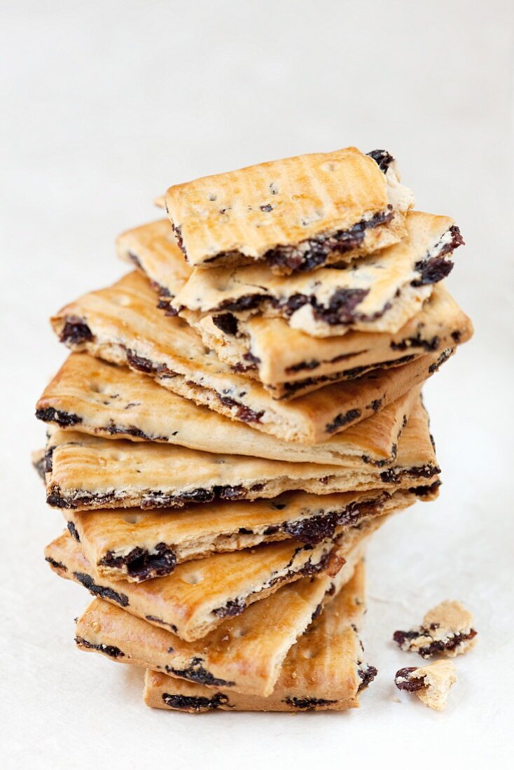 A stack of Garibaldi biscuits