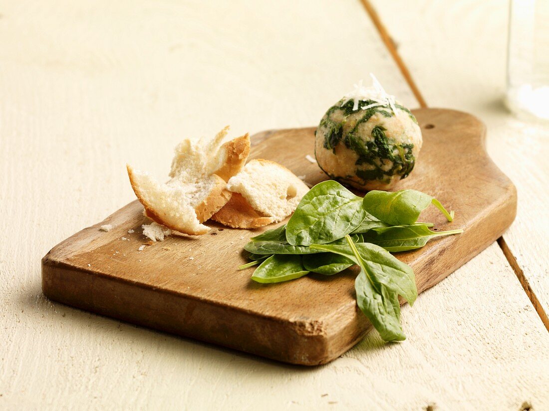 Spinach dumplings with ingredients