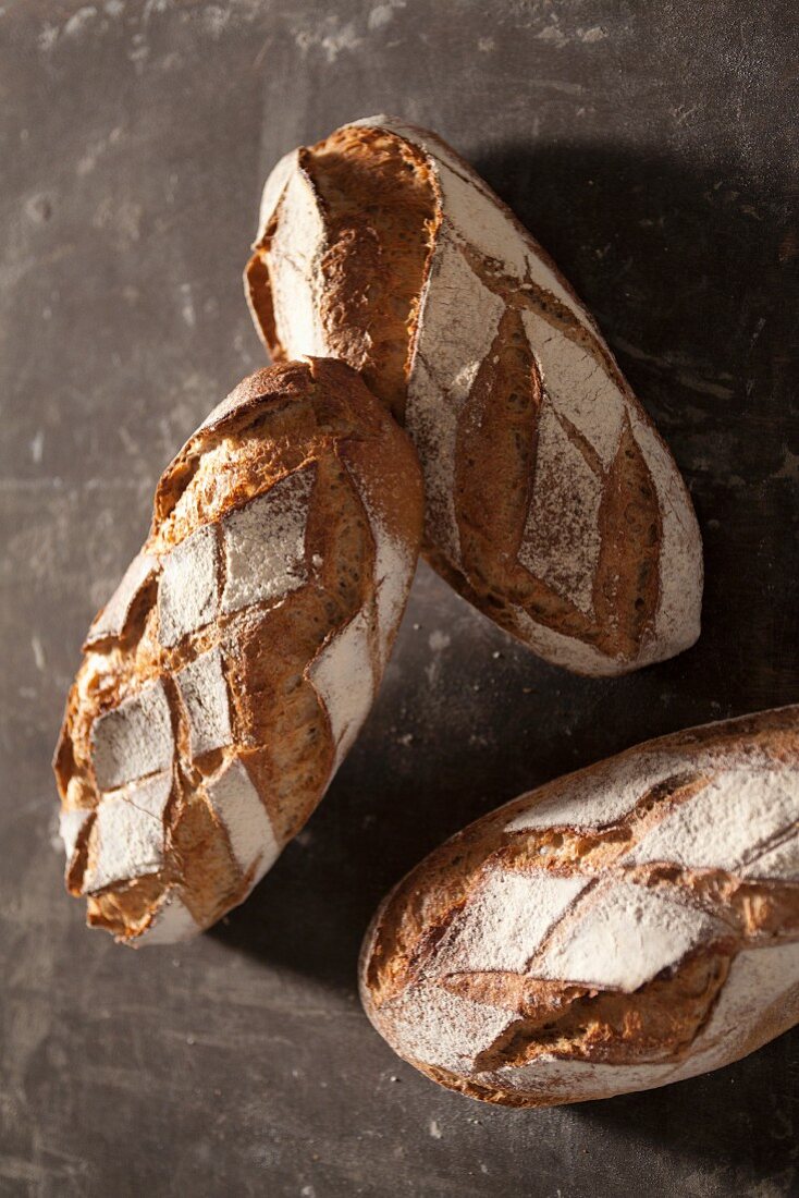 Three loaves of country bread