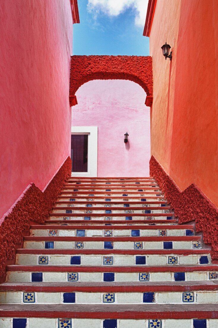 Colourful stairway in Cancun, Mexico