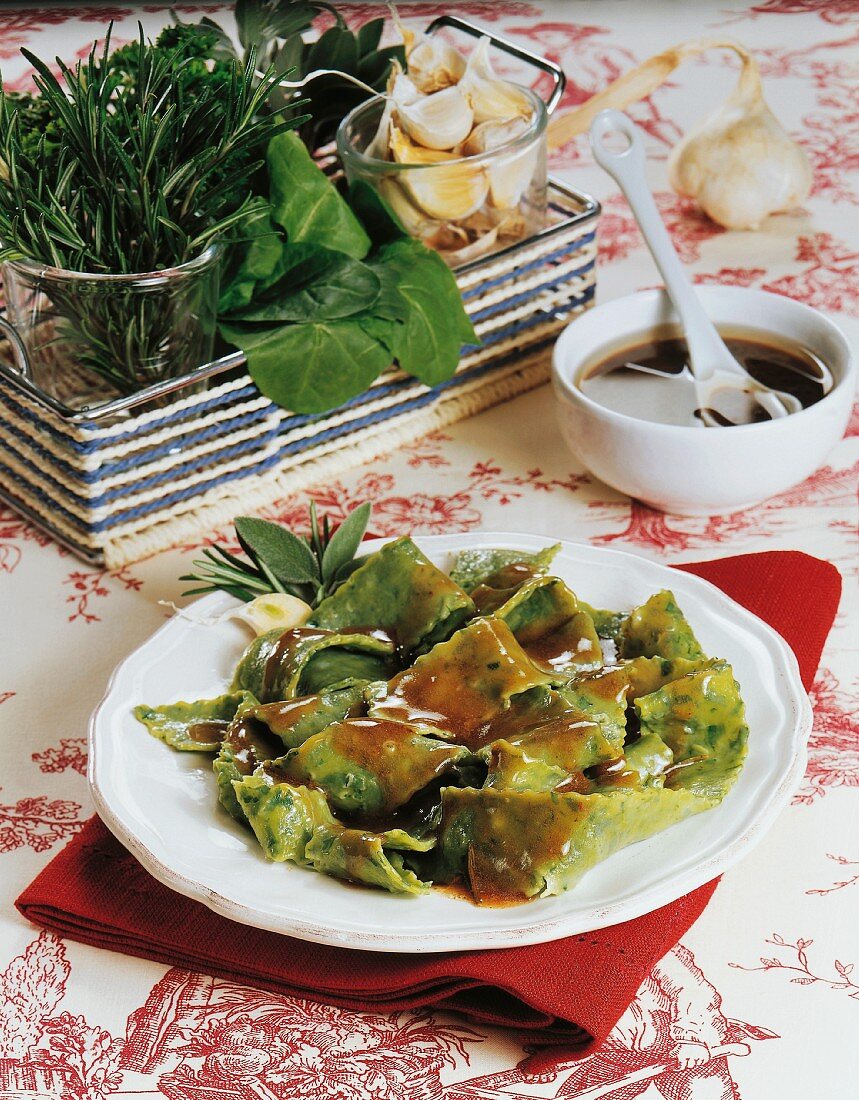 Pasta with herbs and chard