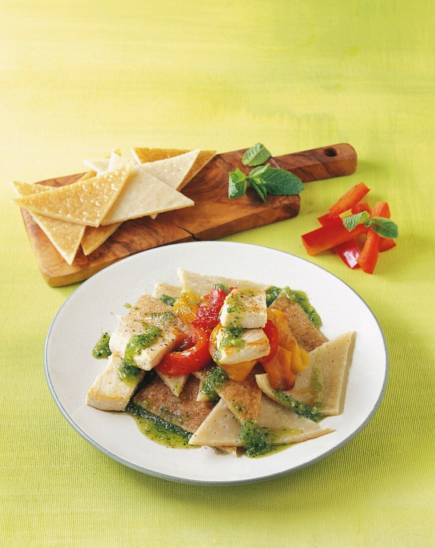 Testaroli col pesce spada (pasta speciality with swordfish)