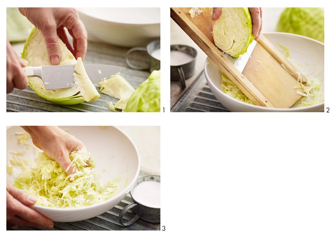 White cabbage being prepared