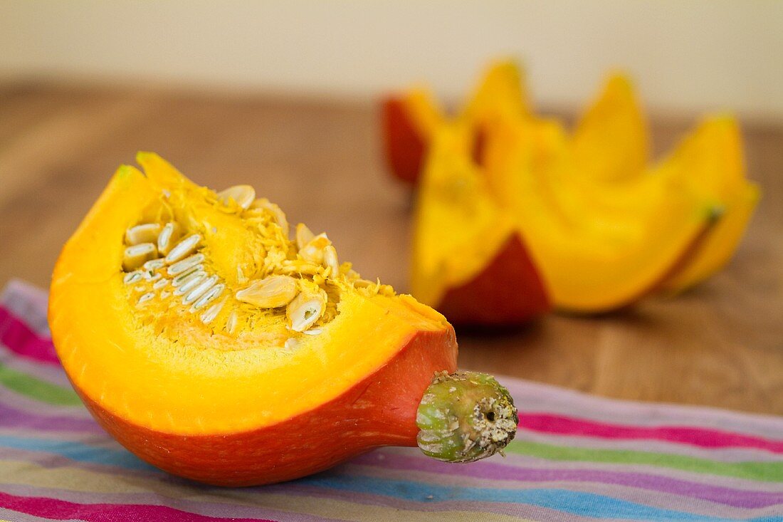 Hokkaido pumpkin, sliced