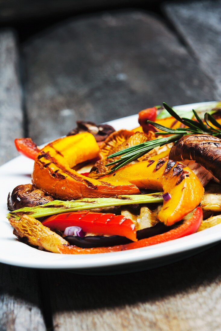 Grilled autumnal vegetables on a plate