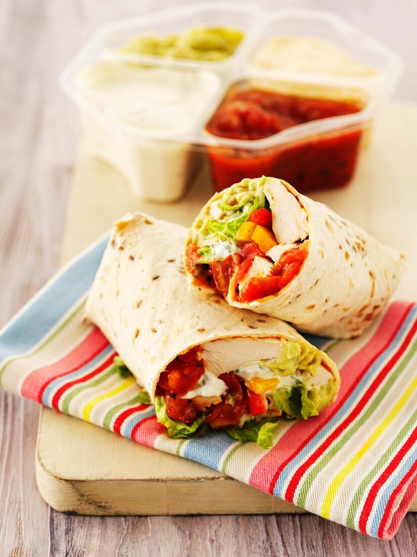 Chicken wraps with dips