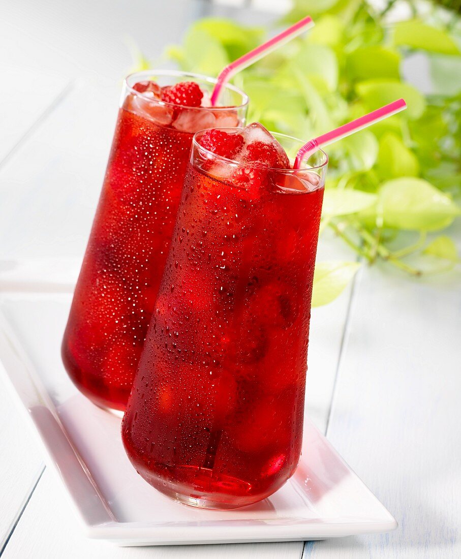 Two raspberry drinks
