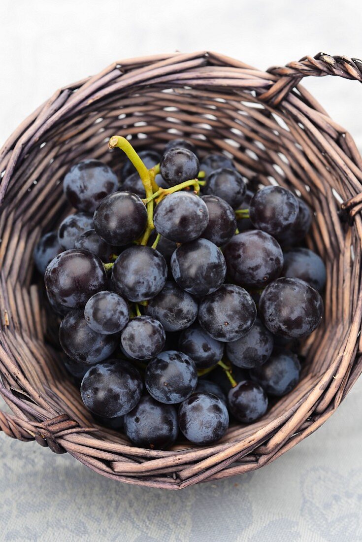 A basket of red grapes