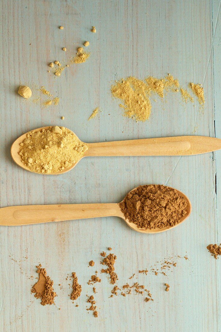 Carob seed flour and burdock powder