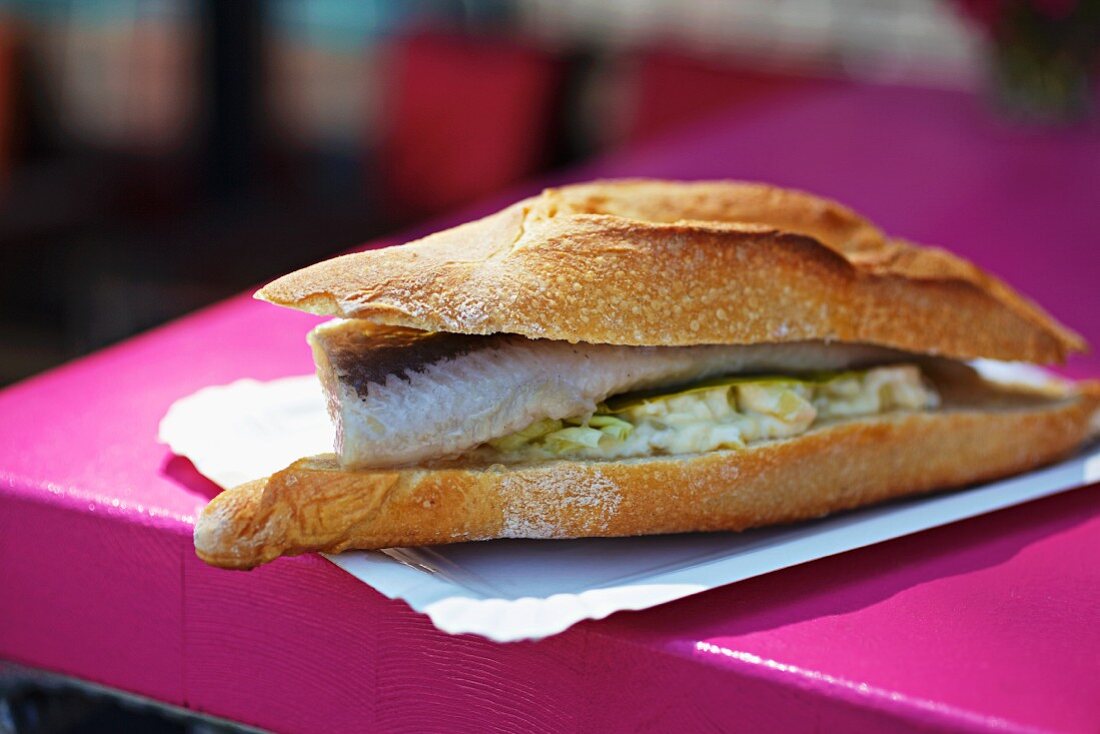 Soused herring on a bread roll