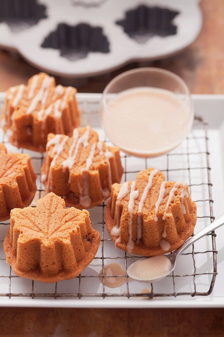 Mini sweet potato cakes made using maple leaf baking tins