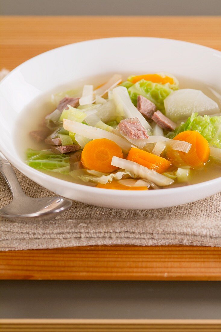 Pot au feu (beef and vegetables stew, France)