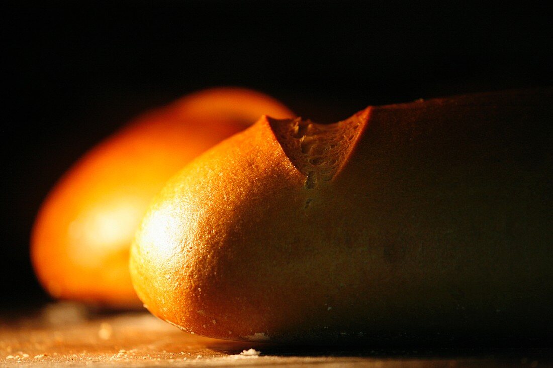 Wheat-rye bread in a bakery oven