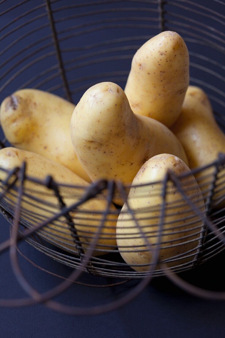 Potatoes in a wire basket