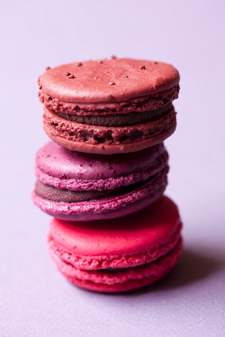 Drei Macarons, gestapelt