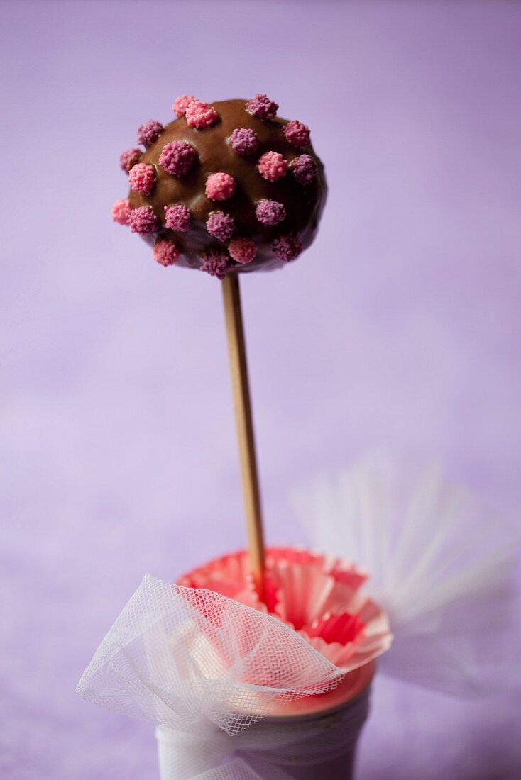 A chocolate cake pop