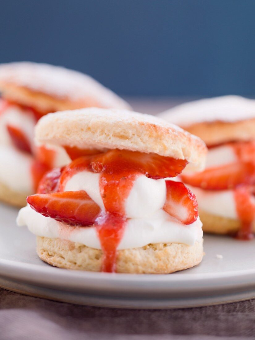 Strawberry shortcakes on a plate