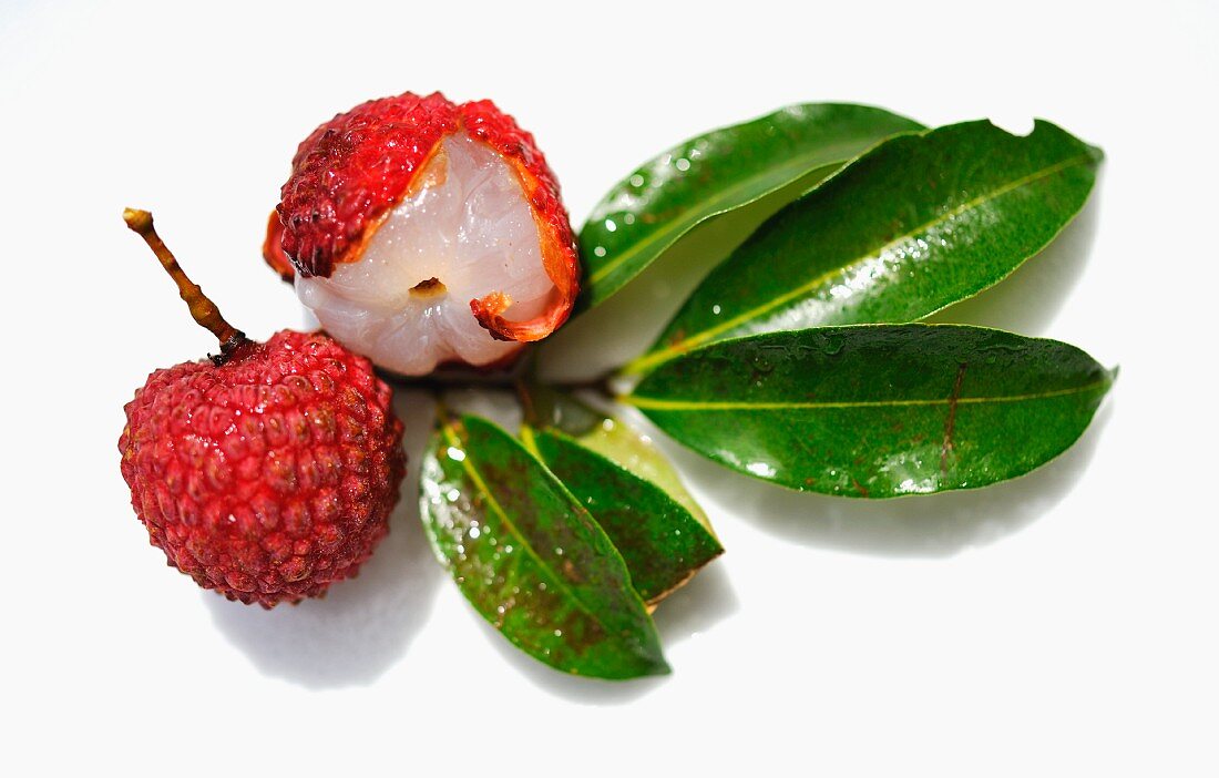Lychees with leaves