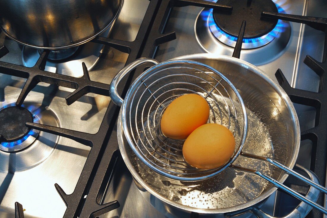 Brown Eggs in a Pot of Water