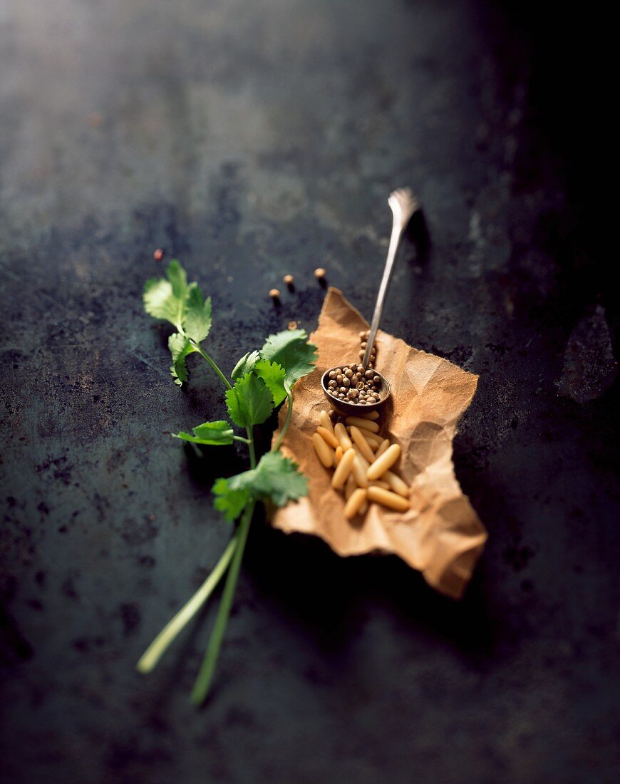 Pine nuts, coriander and cardamom