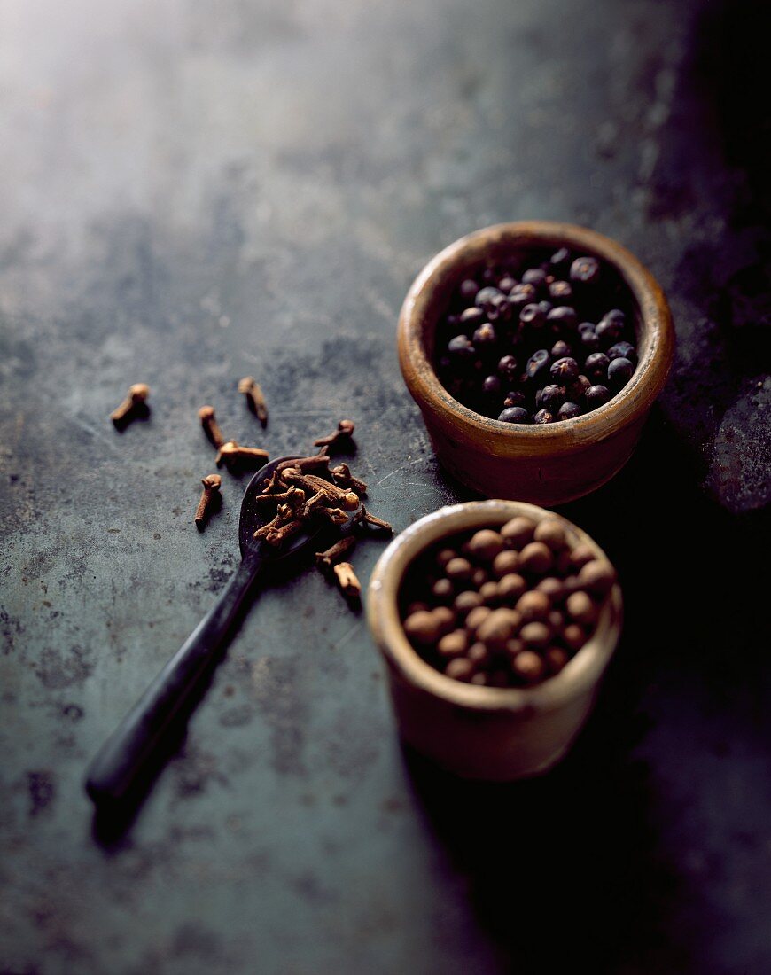 Cloves, allspice and juniper berries