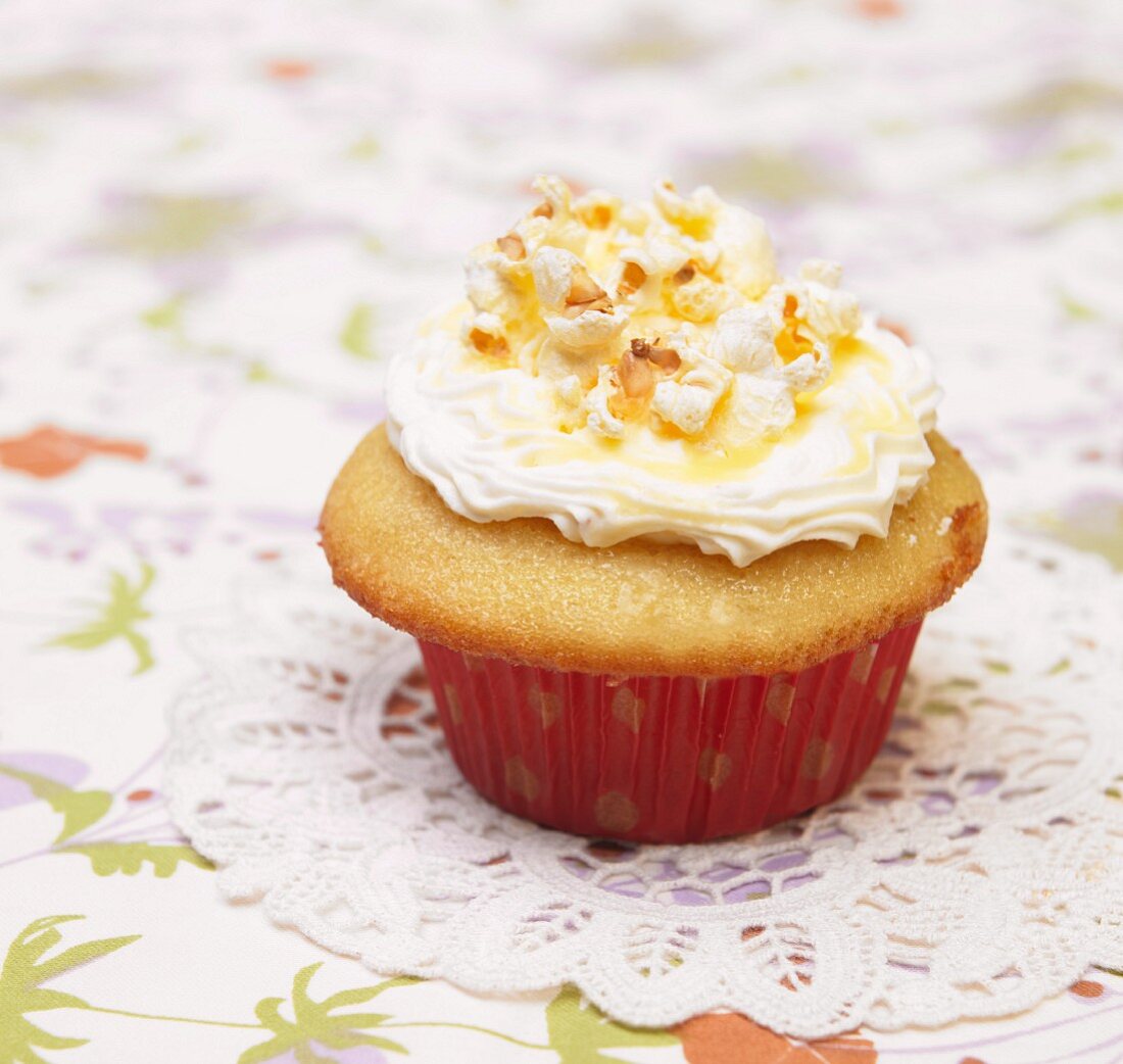 Buttered Popcorn Cupcake Topped with Popcorn