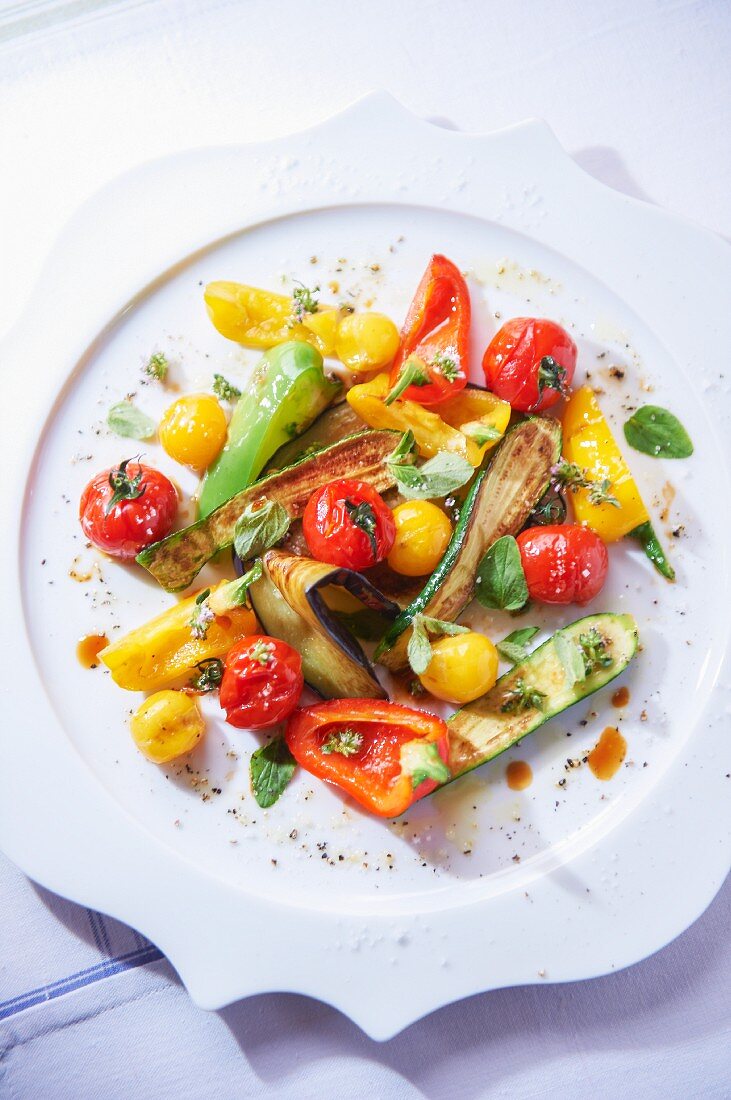 A warm summer vegetable salad