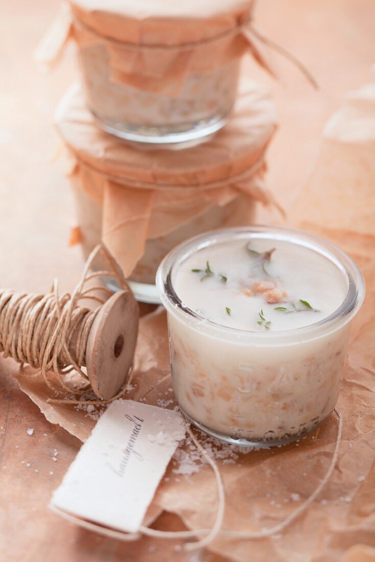 Jars of homemade lard