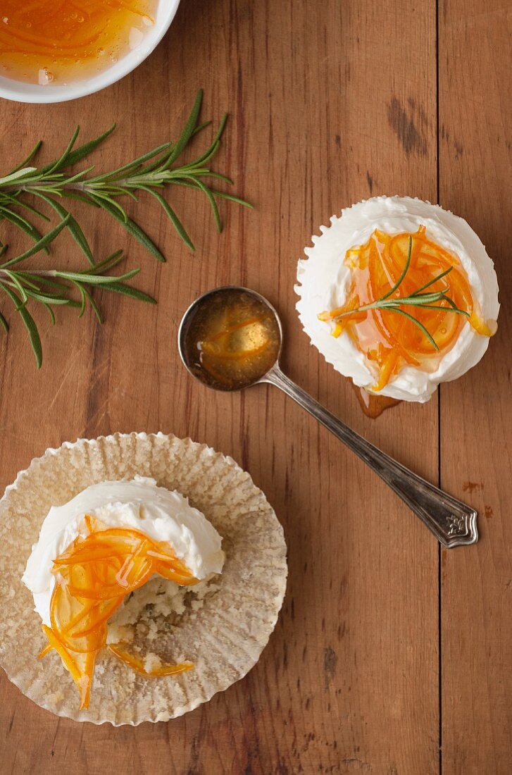 Orange Marmalade Rosemary Cupcakes