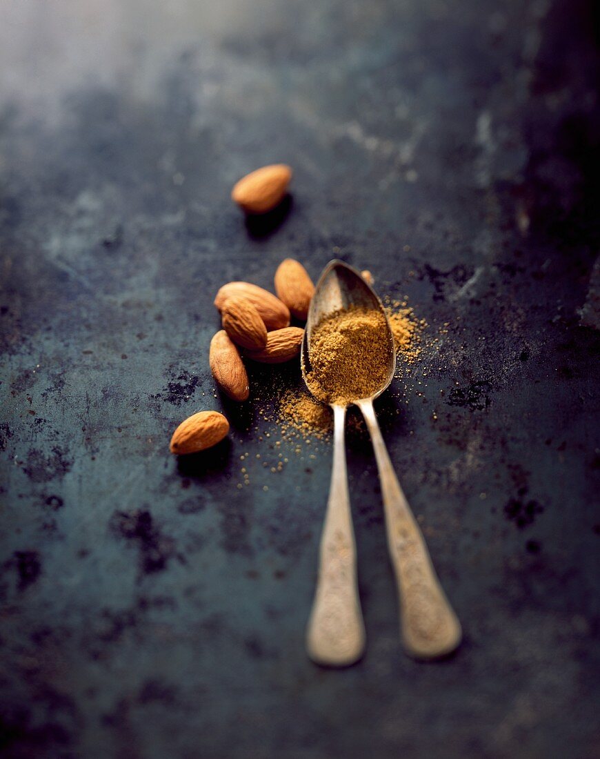 Almonds and ground cardamom