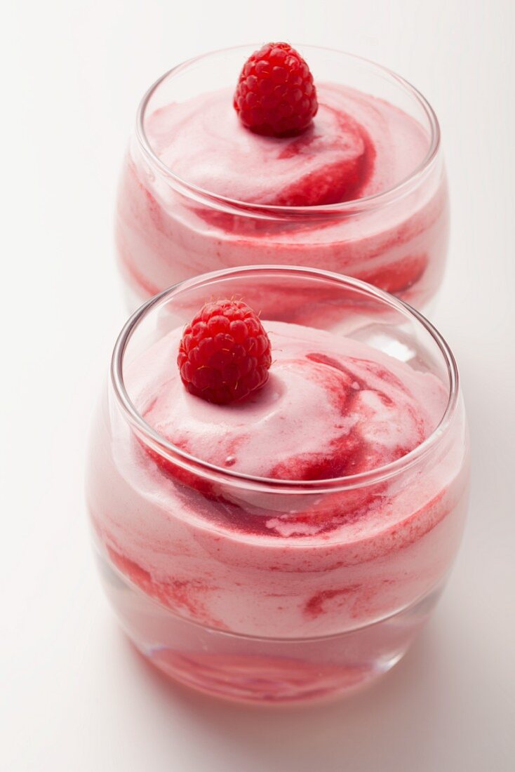 Raspberry cream in a glass