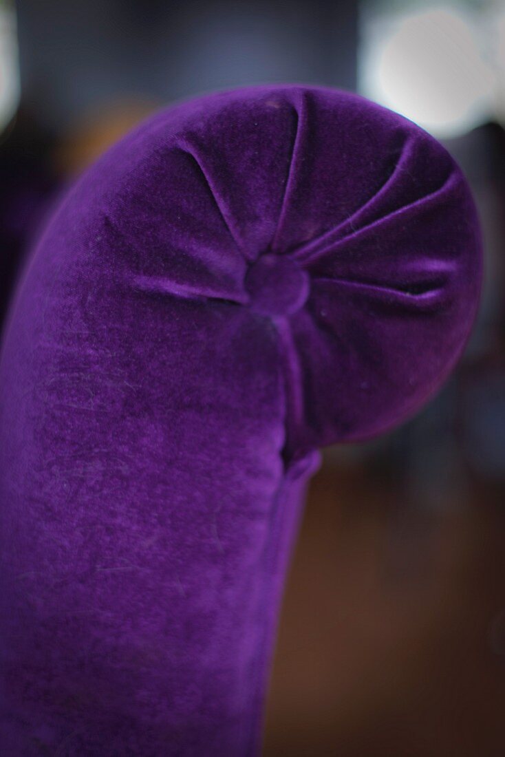 Detail of purple velvet sofa