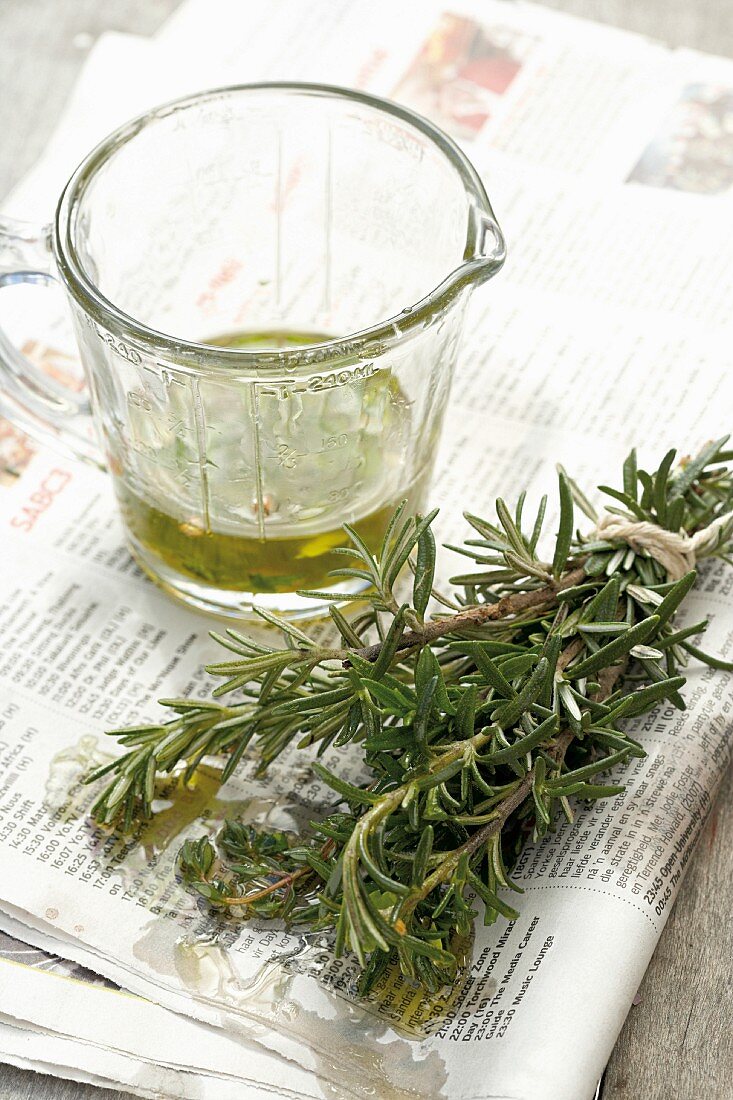 Rosemary and olive oil for barbecuing