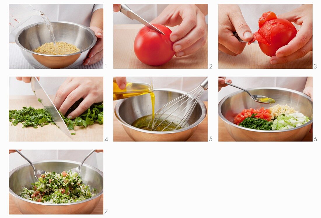 Tabbouleh being made