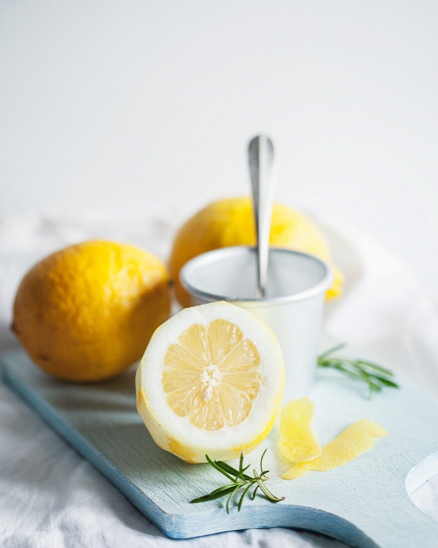Ingredients for rosemary and lemon panna cotta