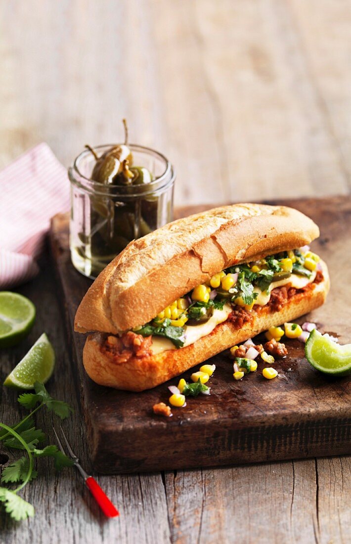 Sloppy Joe with sweetcorn and chilli peppers