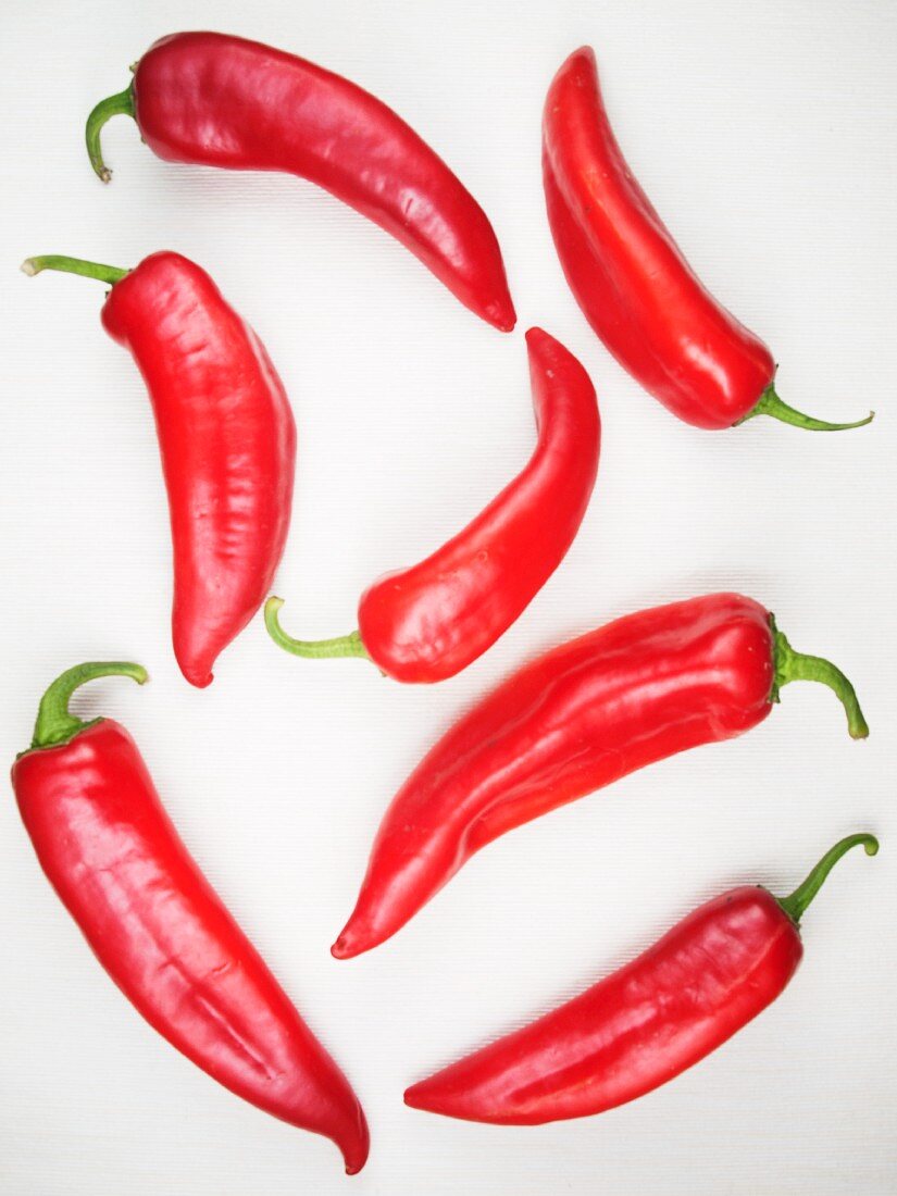 Several fresh red chillies