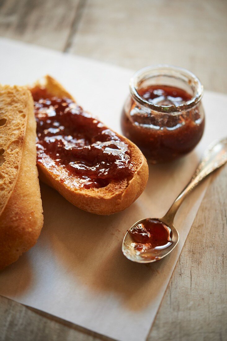 French Baguette with Strawberry Jam