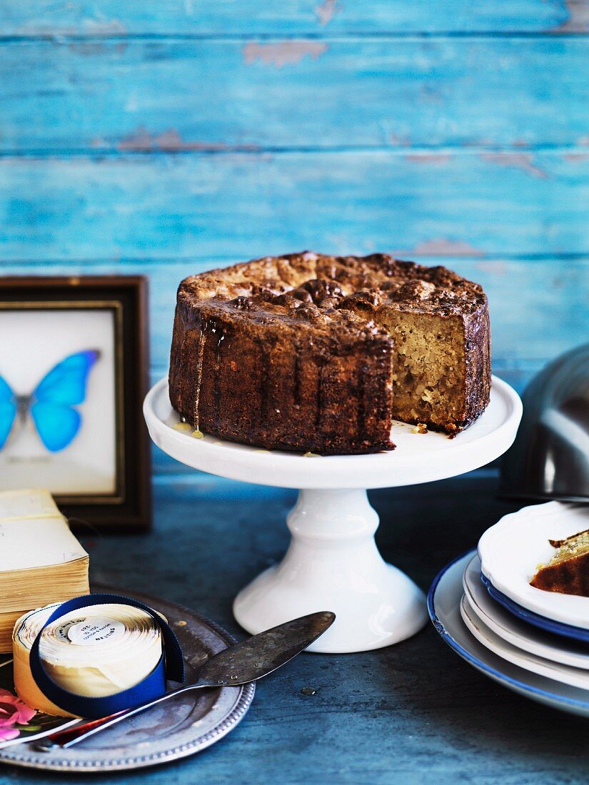 Gewürzkuchen mit Cashewkernen, Ananas und Kürbismarmelade