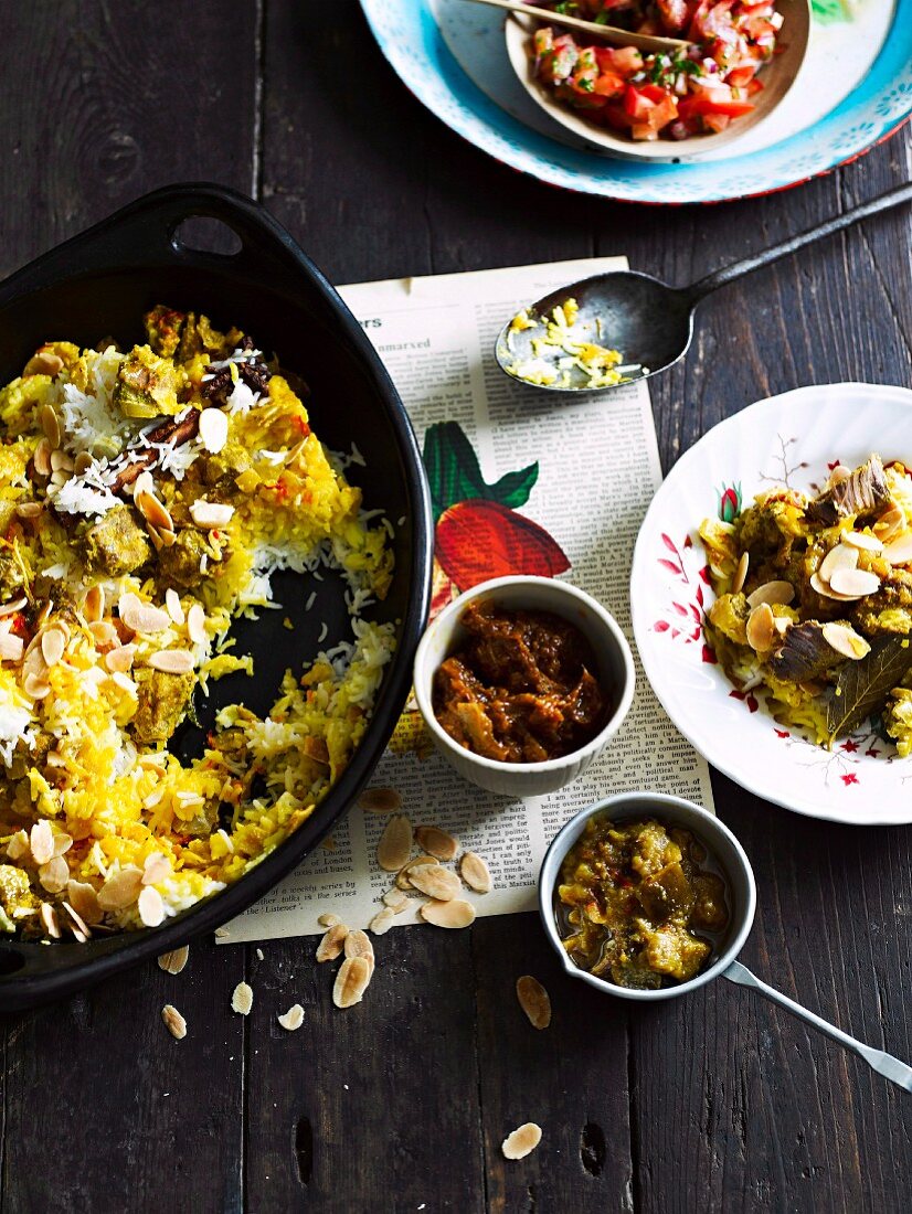 Rice biriyani (spicy rice with lamb, India)