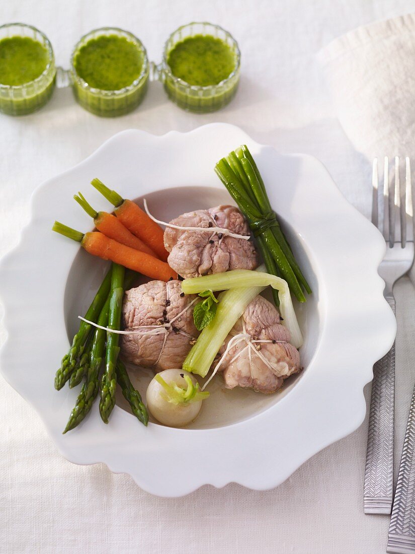 Lamb parcels with a side of vegetables