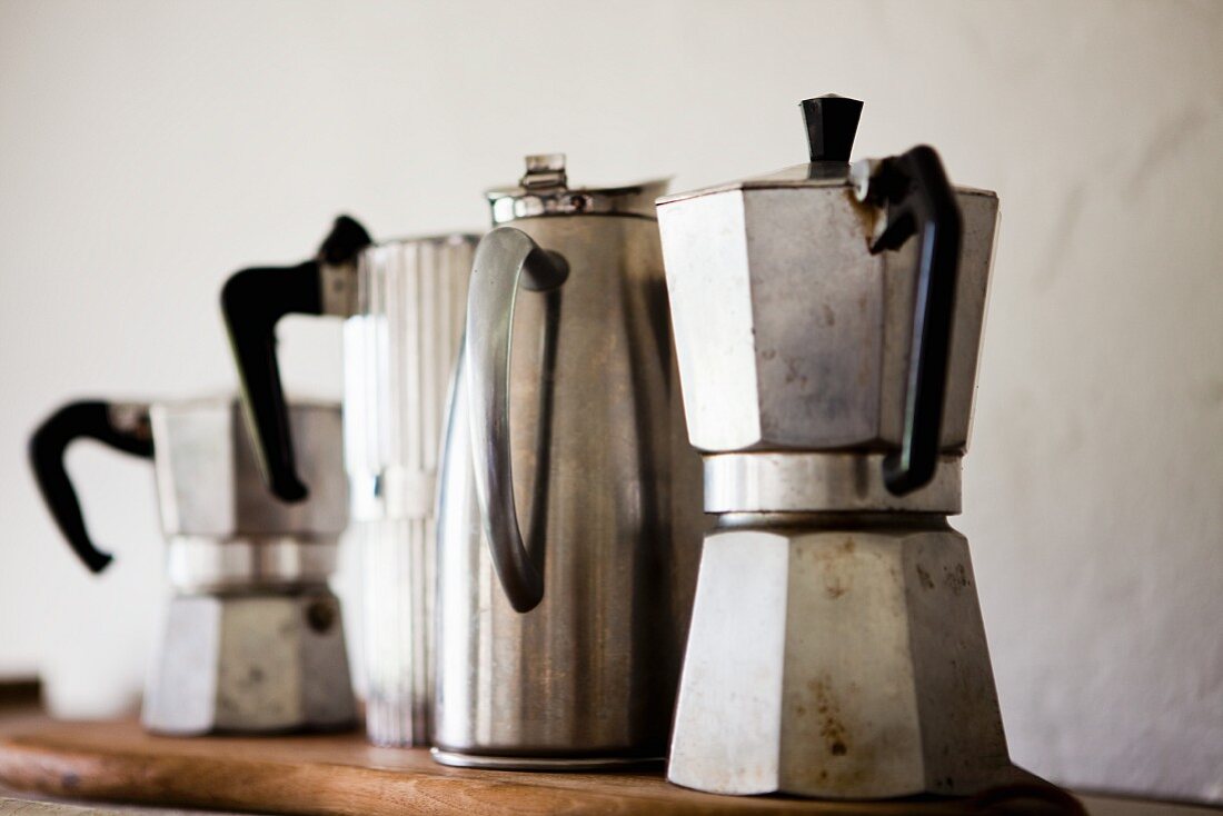 Old espresso and coffee jugs