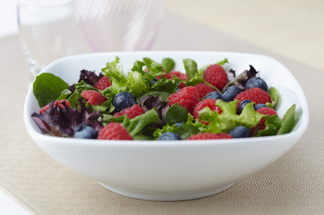 Organic Salad of Mixed Greens, Raspberries and Blueberries