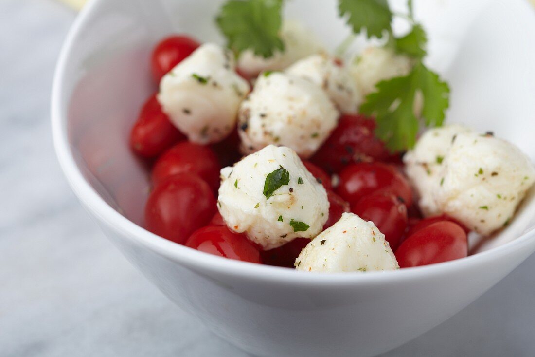 Caprese Salad with Buffalo Mozzarella and Whole Cherry Tomatoes