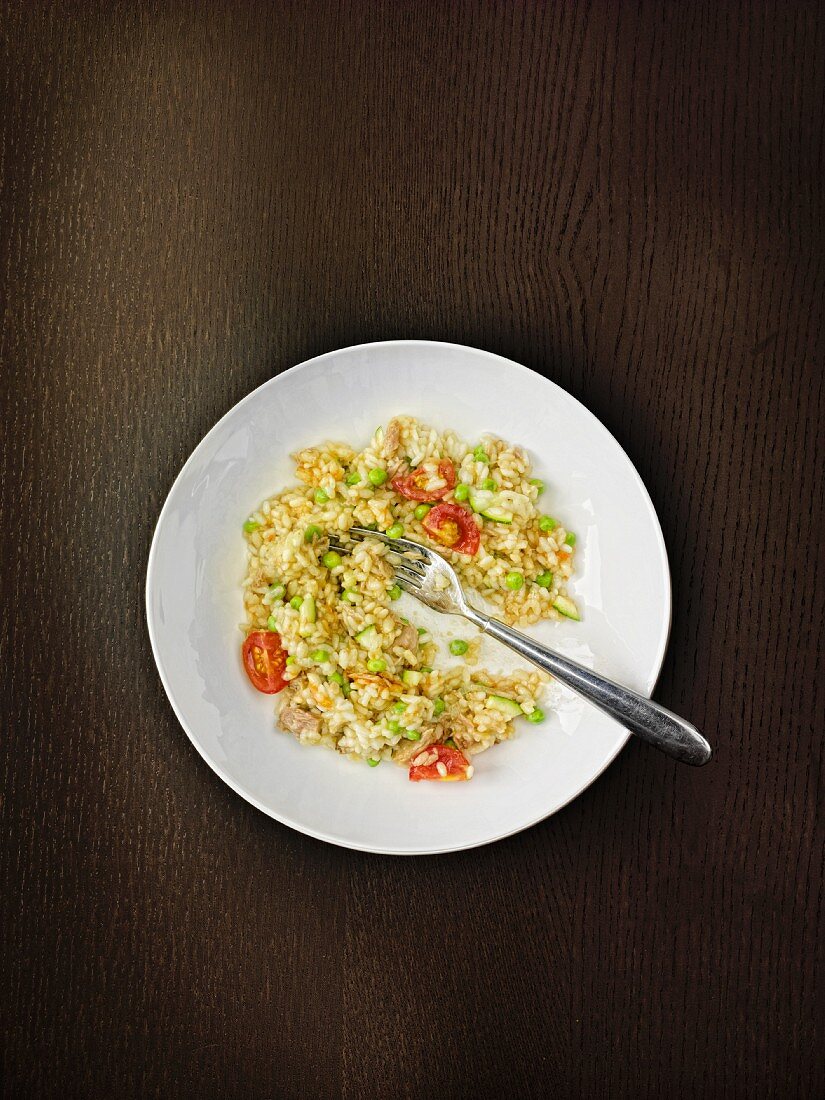 Risotto with peas and chicken