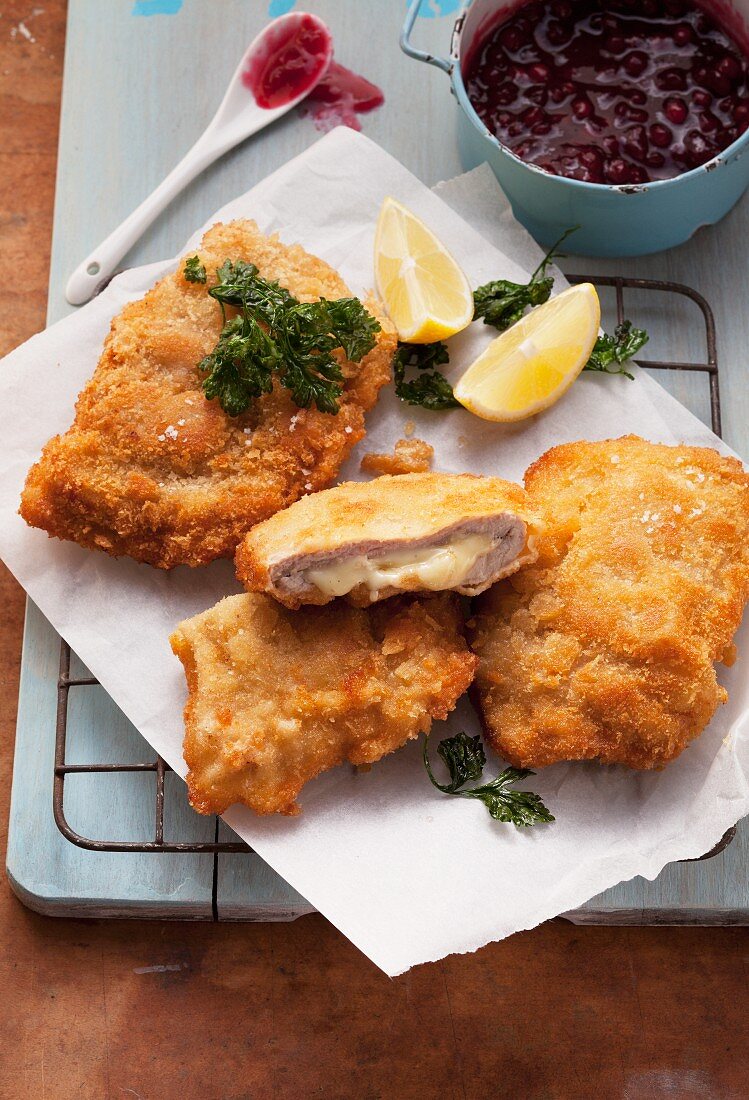 Chicken Cordon Bleu with cranberries