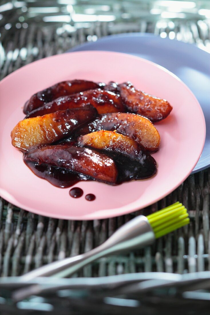 Caramelised pears in a honey and balsamic vinegar sauce