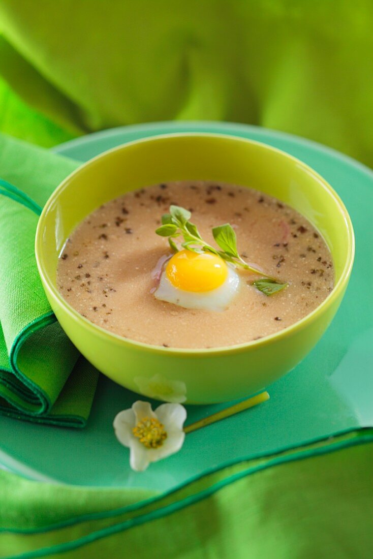Sour soup with egg (Poland)