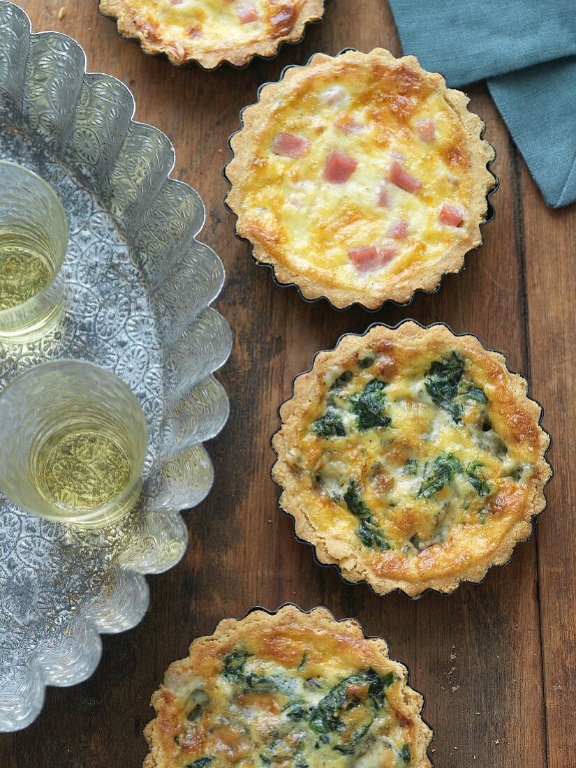 Mini Quiche Lorraine and Spinach and Blue Cheese Quiches