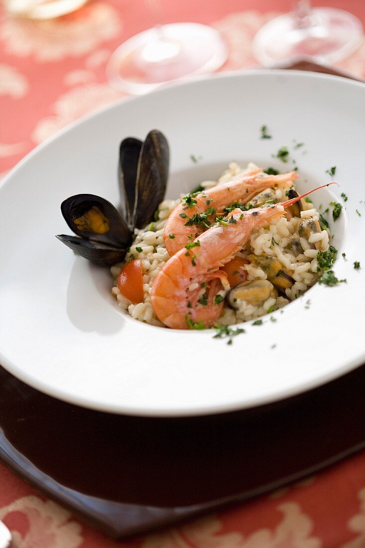 Risotto alla veneziana (seafood risotto, Italy)